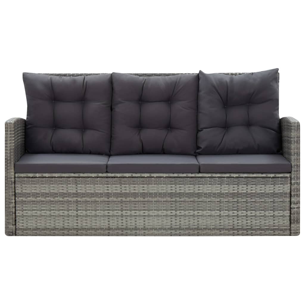 5 kom. Vrtna blagovaonska grupa s jastucima poliratan sive boje