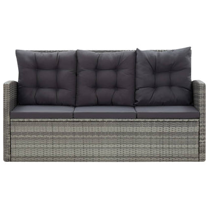 5 kom. Vrtna blagovaonska grupa s jastucima poliratan sive boje