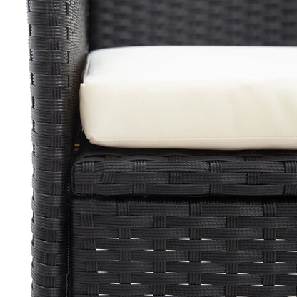 2-seater garden bench with tea table 143 cm poly rattan black