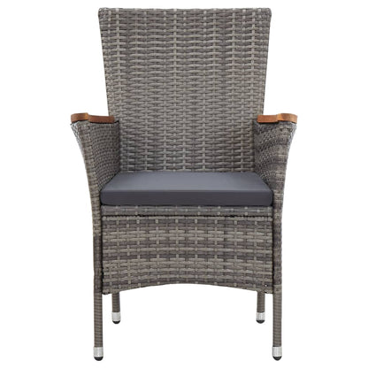 9 kom. Vrtna blagovaonska garnitura s jastucima od poliratana u sivoj boji