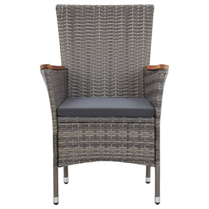 7 kom. Vrtna blagovaonska grupa s jastucima Poly Rattan Grey