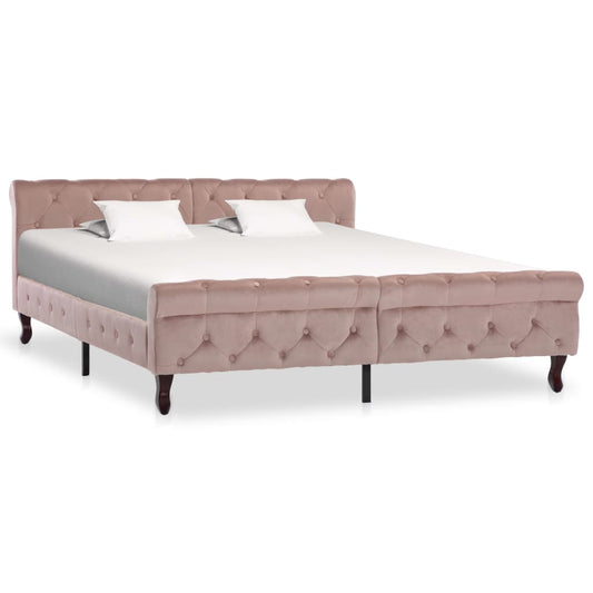 Bed frame pink velvet 160x200 cm