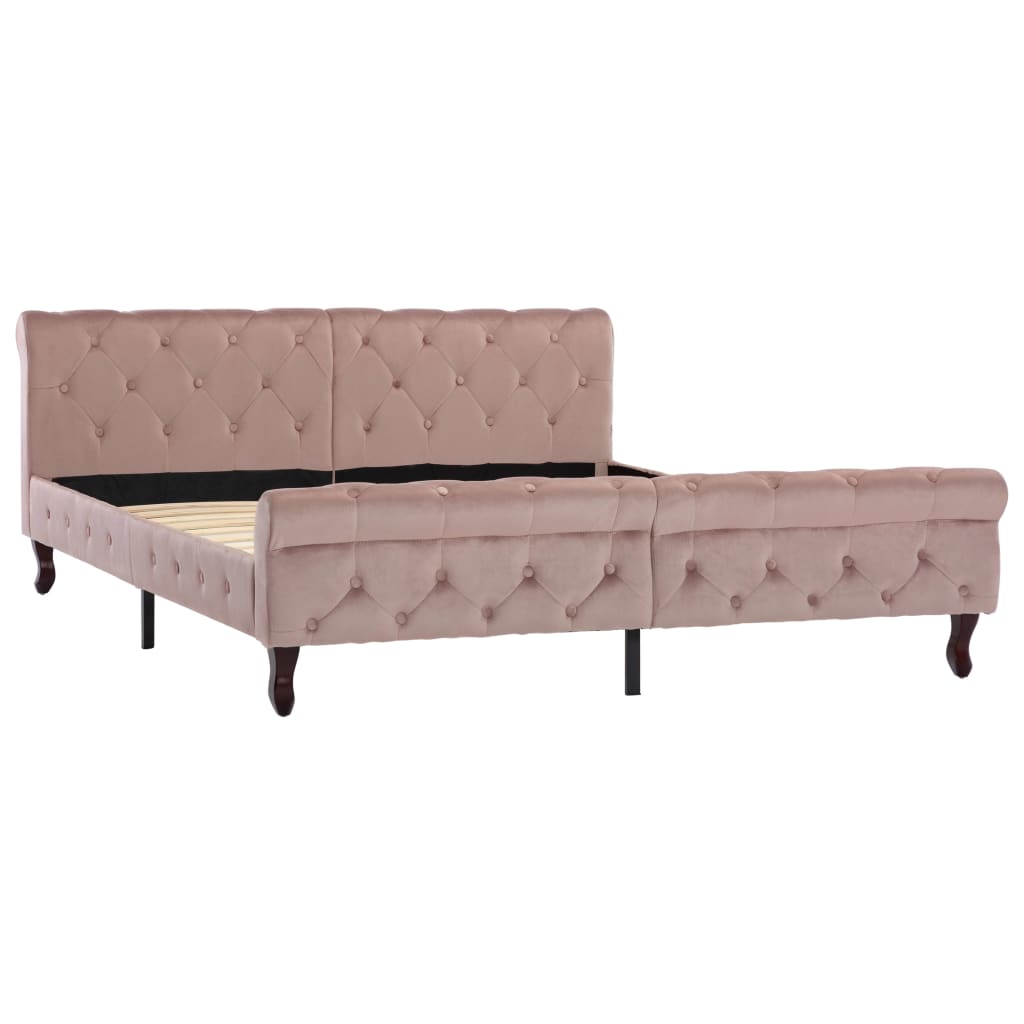 Bed frame pink velvet 160x200 cm