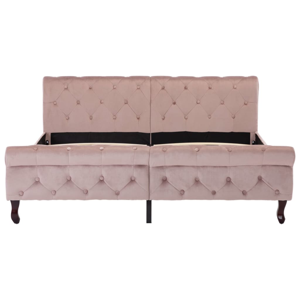 Bed frame pink velvet 160x200 cm