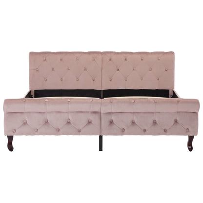 Bed frame pink velvet 160x200 cm