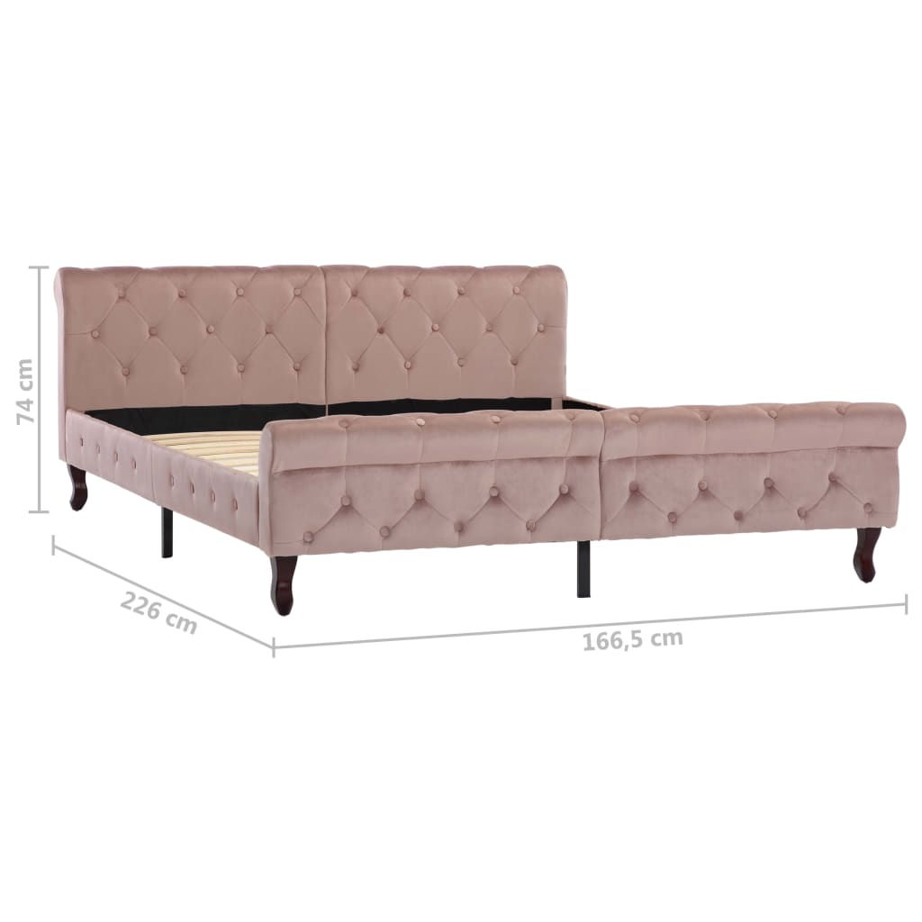 Bed frame pink velvet 160x200 cm