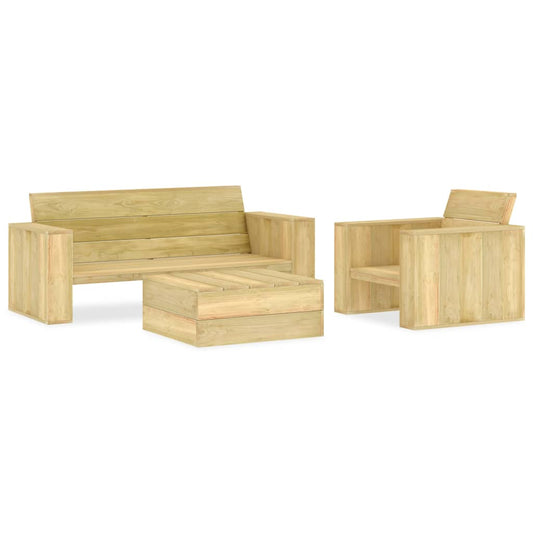 3-piece garden lounge set, impregnated pinewood
