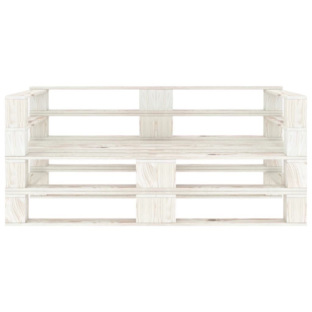 Garden pallet sofa 2-seater white wood