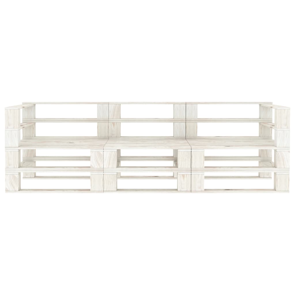 Garden pallet sofa 3-seater white wood