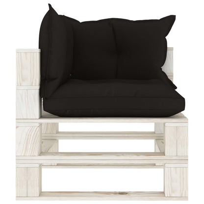 Garden pallet corner sofa with cushions in black wood