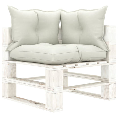 Garden pallet sofa 2-seater with cushions in beige wood