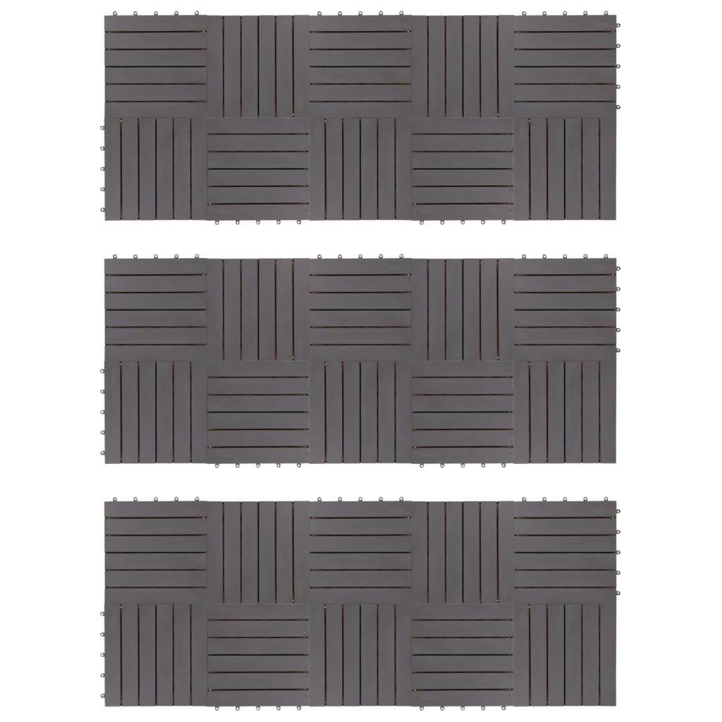 Terrace tiles 30 pcs. Grey 30 x 30 cm solid wood acacia