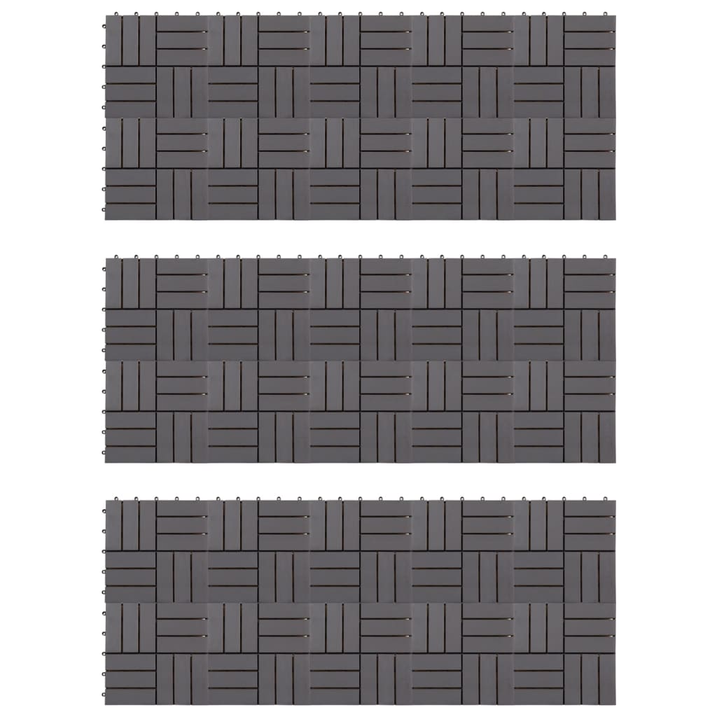 Pločice za terase 30 kom Siva 30 x 30 cm puno bagremovo drvo