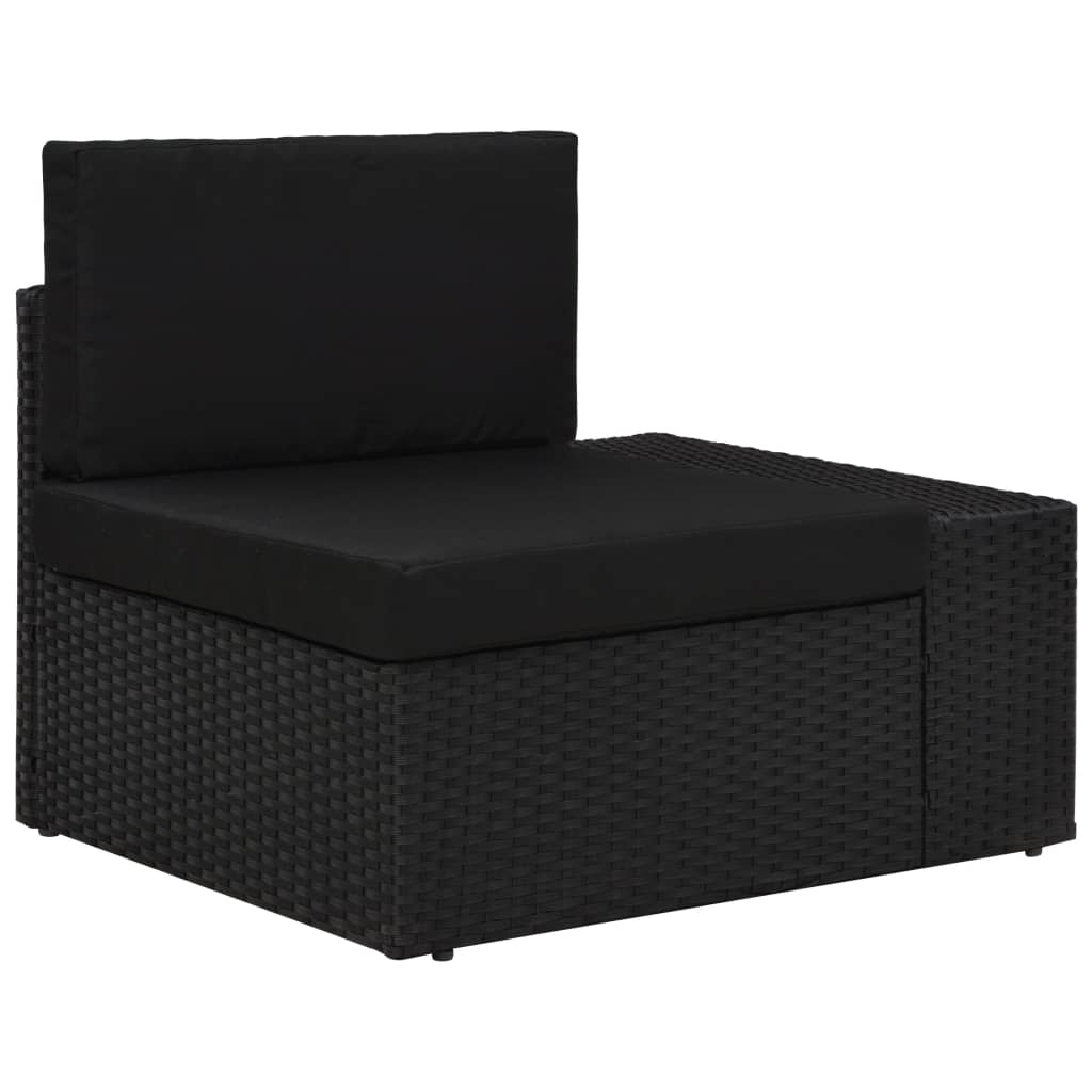 5-piece garden lounge set poly rattan black
