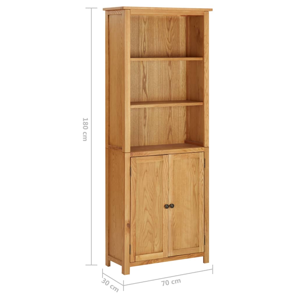 Bookcase with 2 doors 70x30x180 cm solid oak