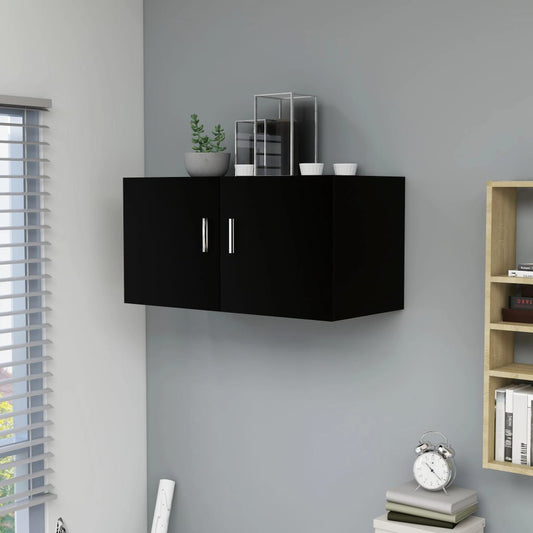 Wall cupboard black 80 x 39 x 40 cm wood material
