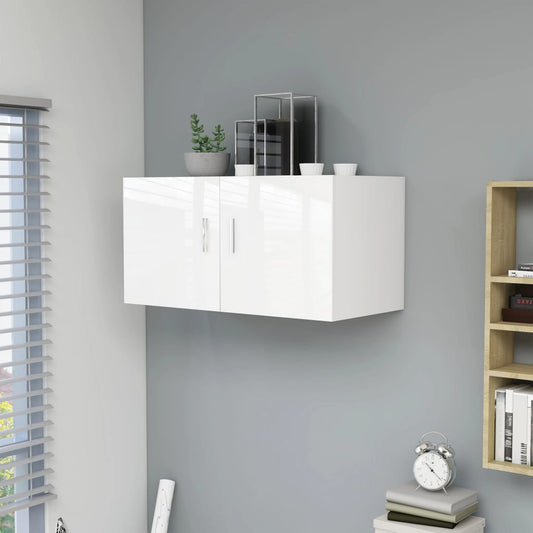 Wall cabinet high gloss white 80x39x40 cm wood material
