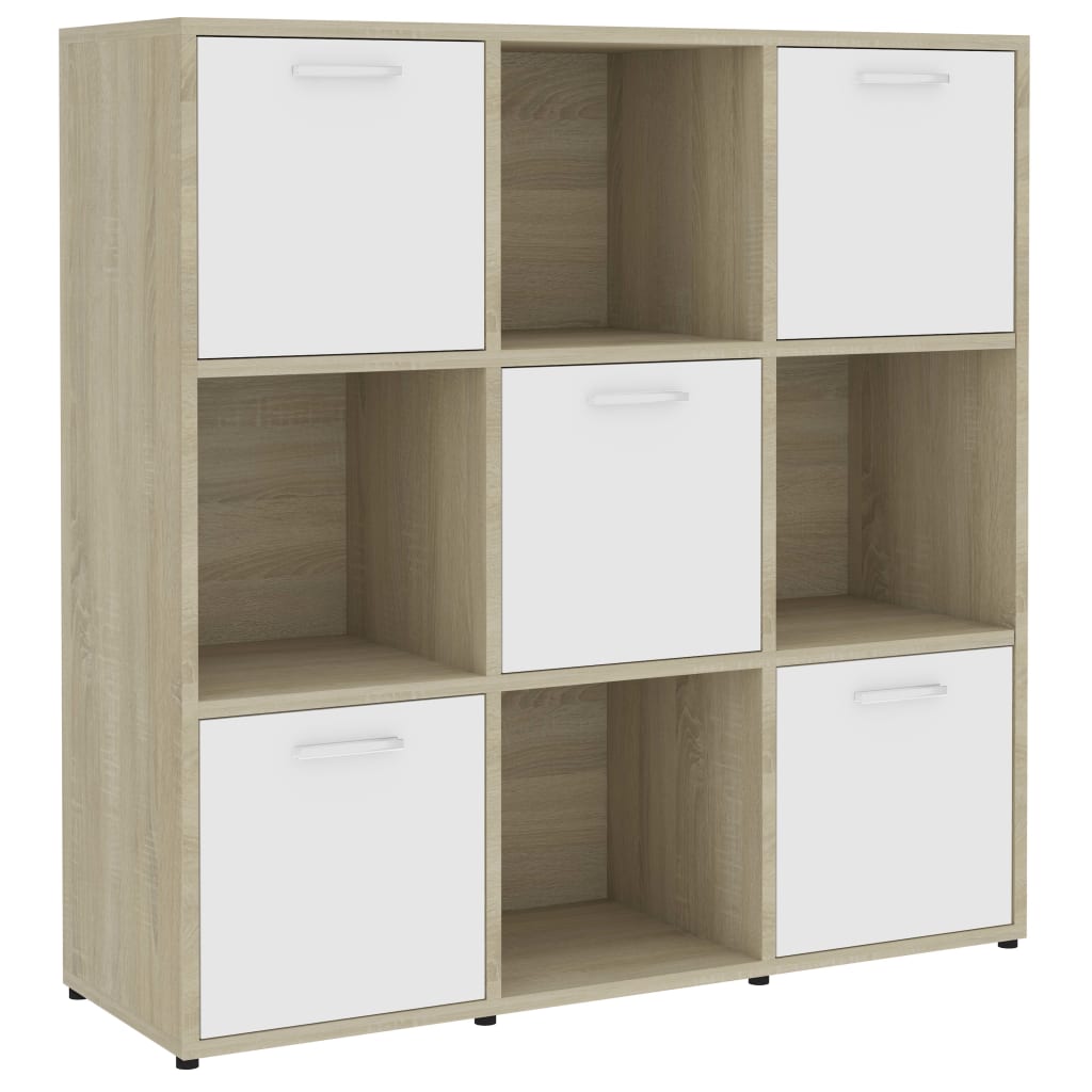 Bookcase White Sonoma Oak 90x30x90 cm Wood Material