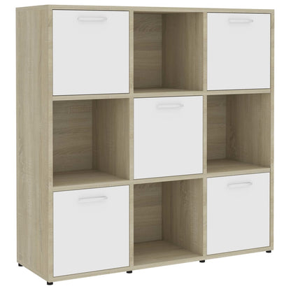 Bookcase White Sonoma Oak 90x30x90 cm Wood Material
