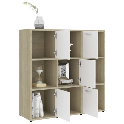 Bookcase White Sonoma Oak 90x30x90 cm Wood Material