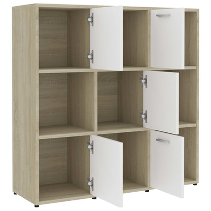 Bookcase White Sonoma Oak 90x30x90 cm Wood Material