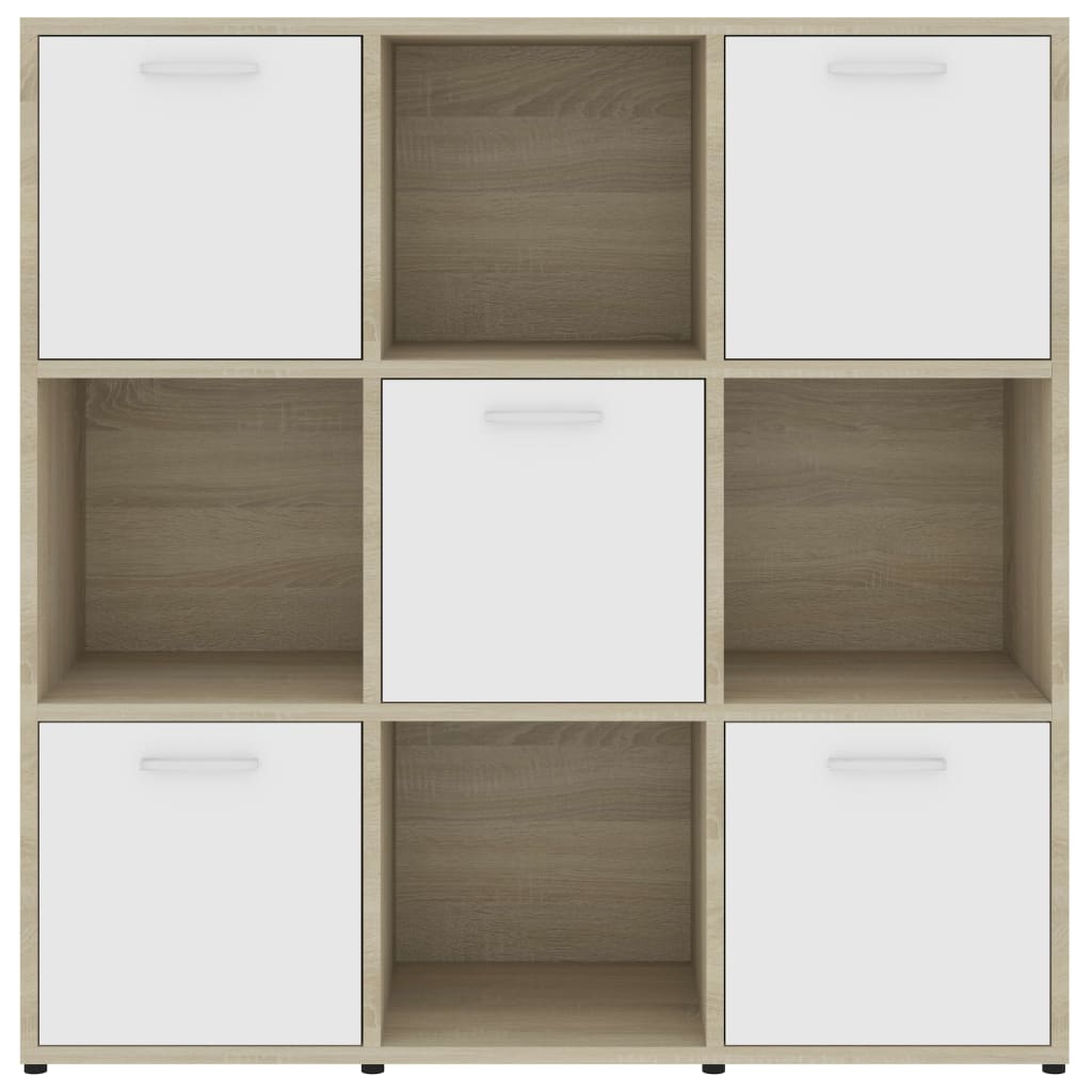 Bookcase White Sonoma Oak 90x30x90 cm Wood Material