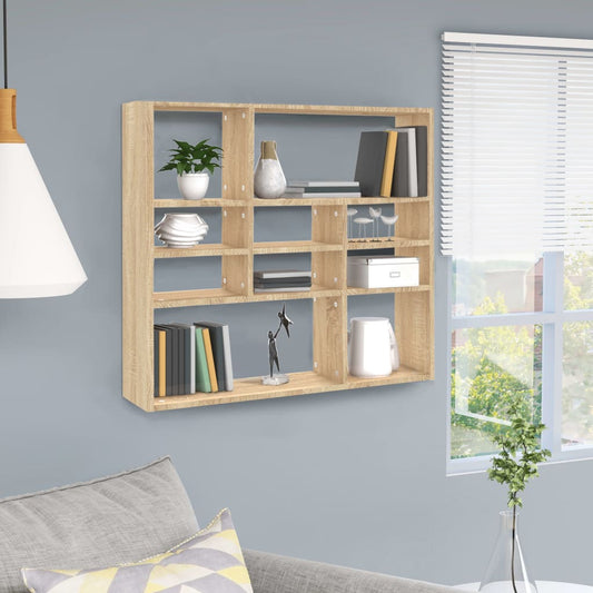 Wall shelf Sonoma oak 90x16x78 cm wood material