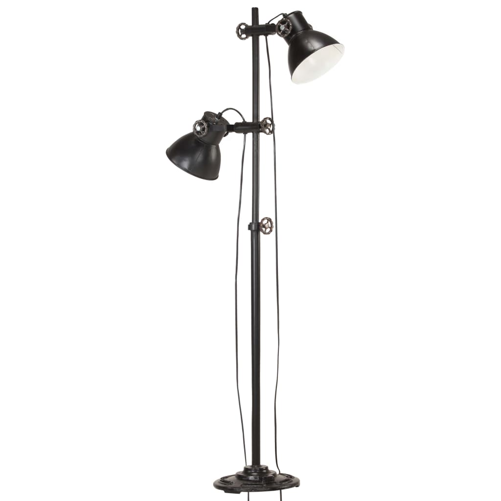 Floor lamp 2-bulb black E27 cast iron