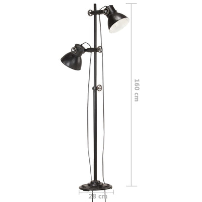 Floor lamp 2-bulb black E27 cast iron