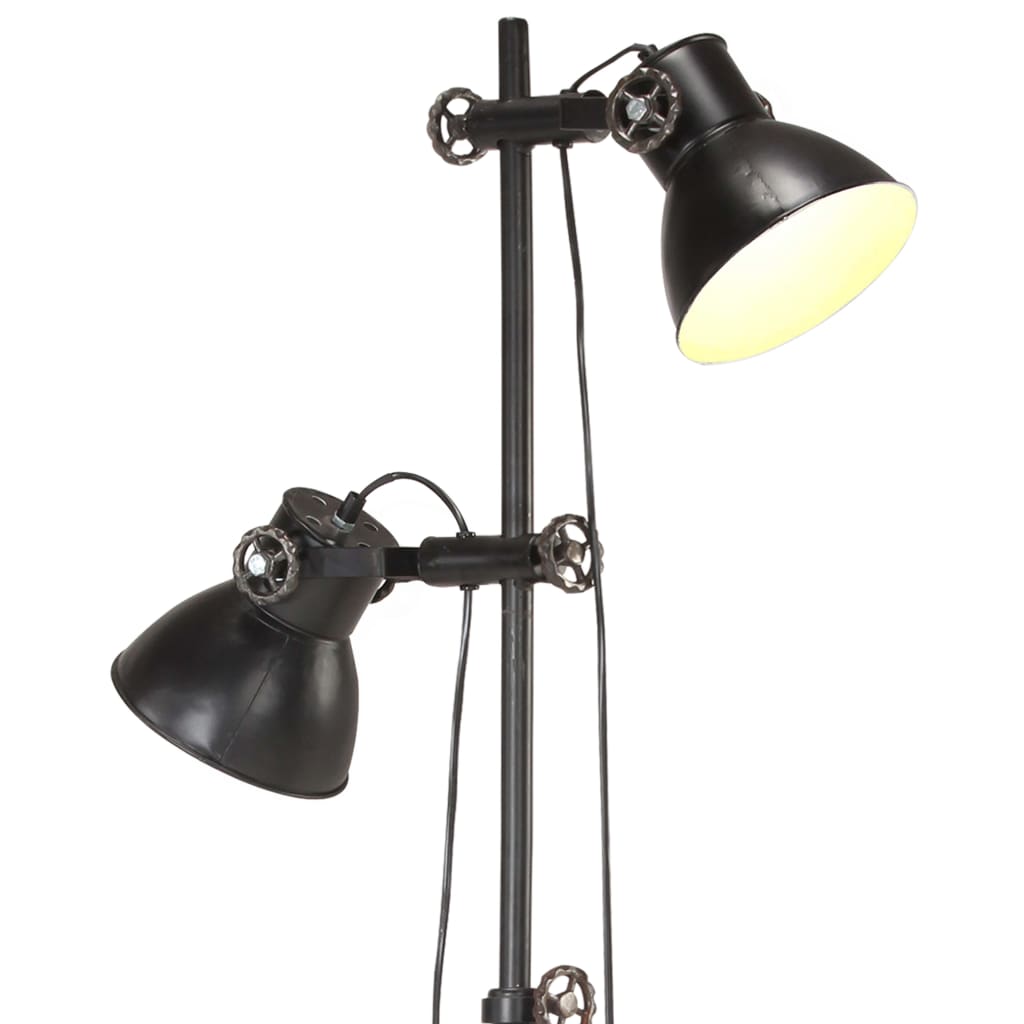 Floor lamp 2-bulb black E27 cast iron