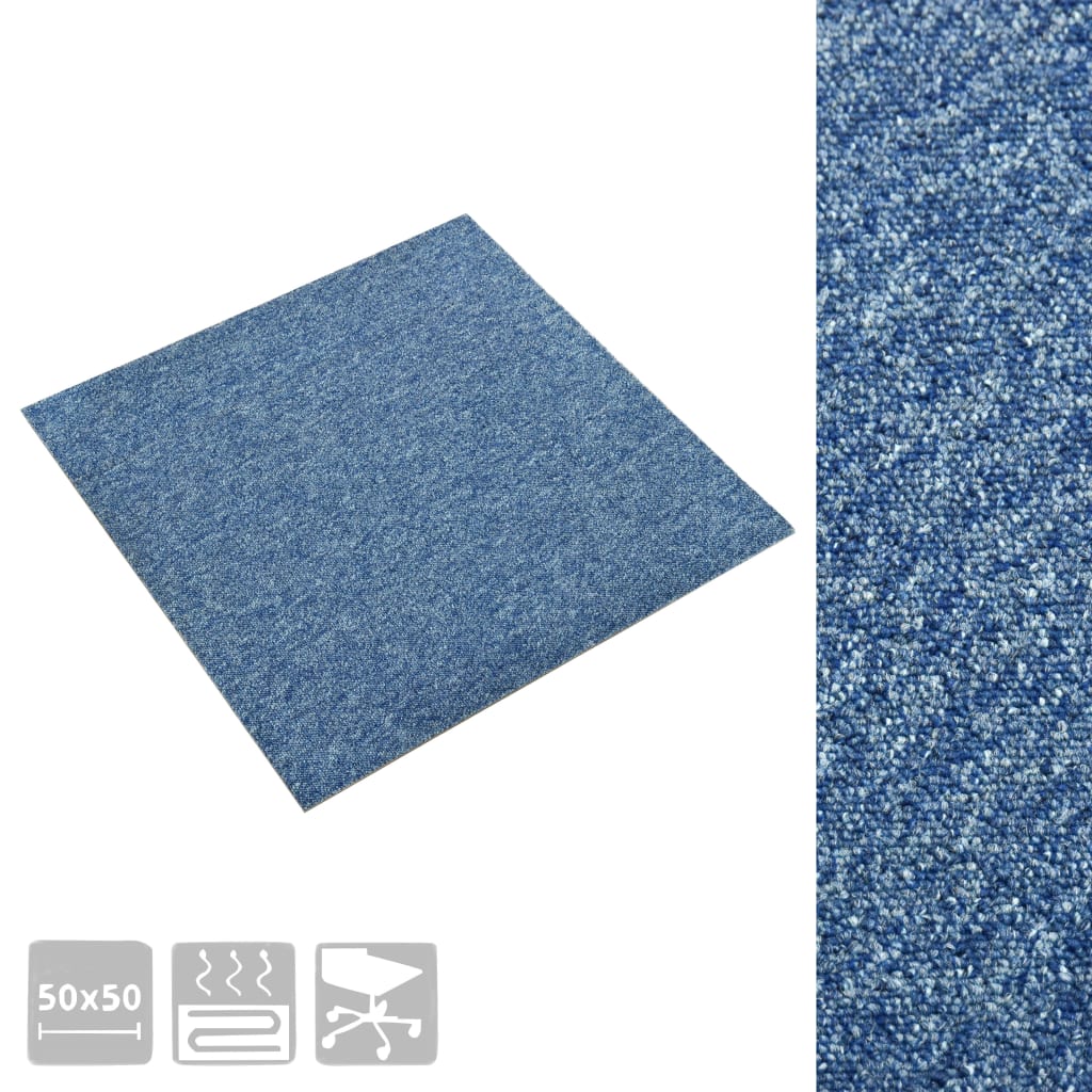 Carpet tiles 20 pcs. 5 m² 50x50 cm blue