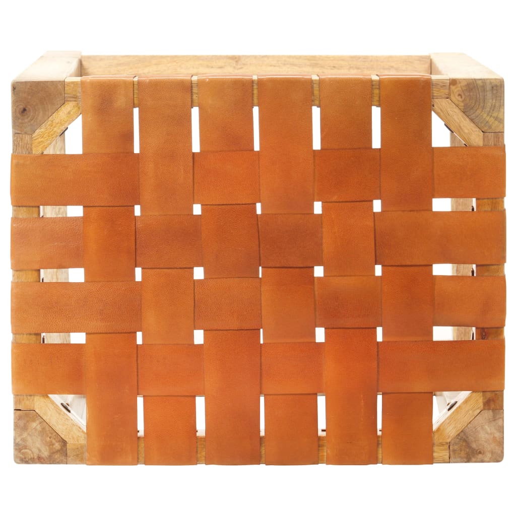 Bar stools 2 pieces brown genuine leather 75 cm