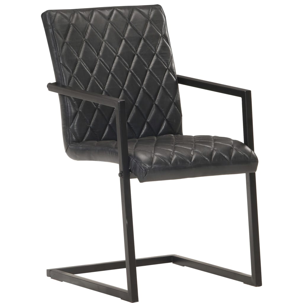 Cantilever chair 2 pcs. Black genuine leather