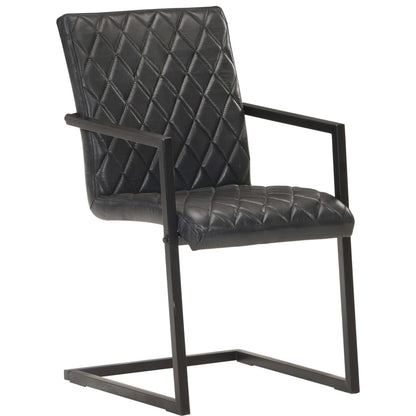 Cantilever chair 2 pcs. Black genuine leather