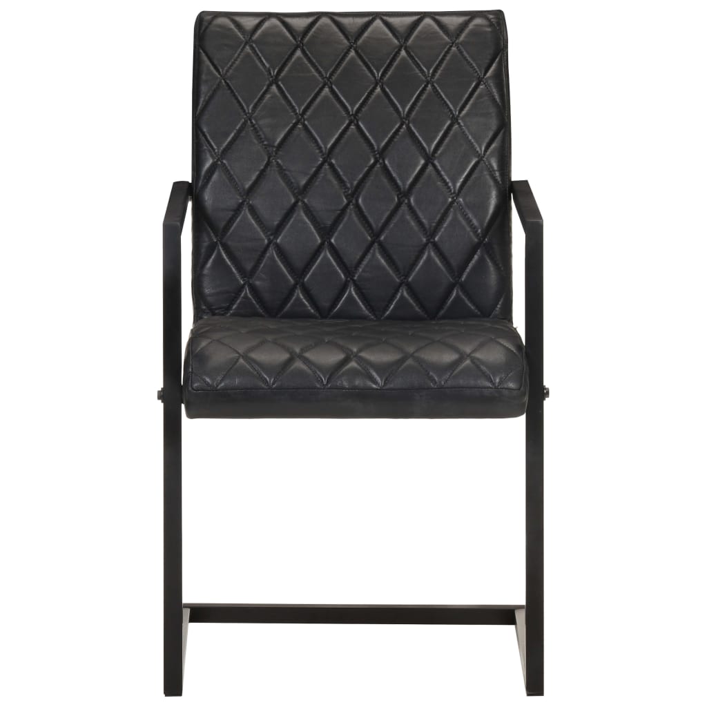 Cantilever chair 2 pcs. Black genuine leather
