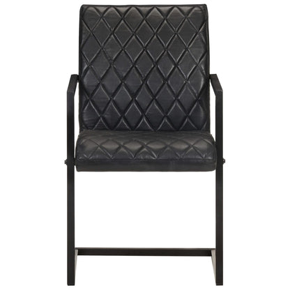 Cantilever chair 2 pcs. Black genuine leather