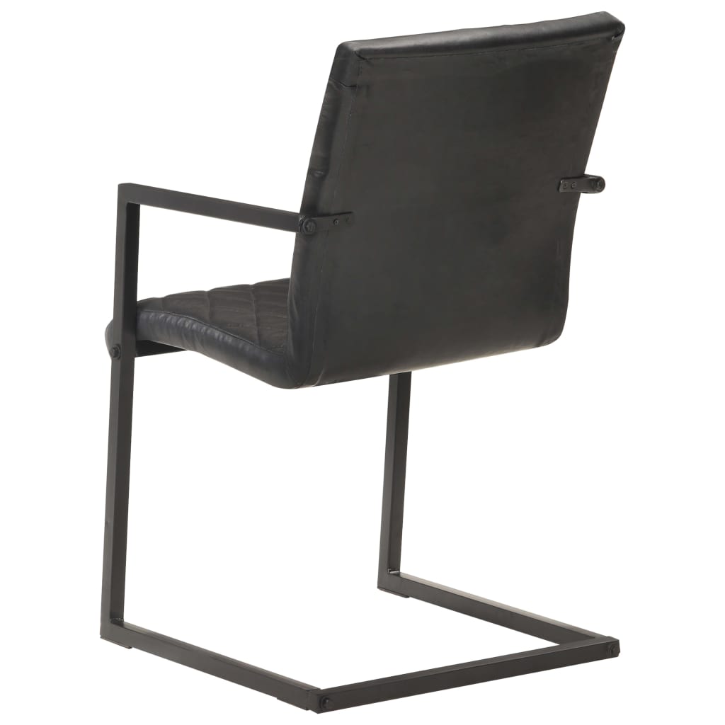 Cantilever chair 2 pcs. Black genuine leather