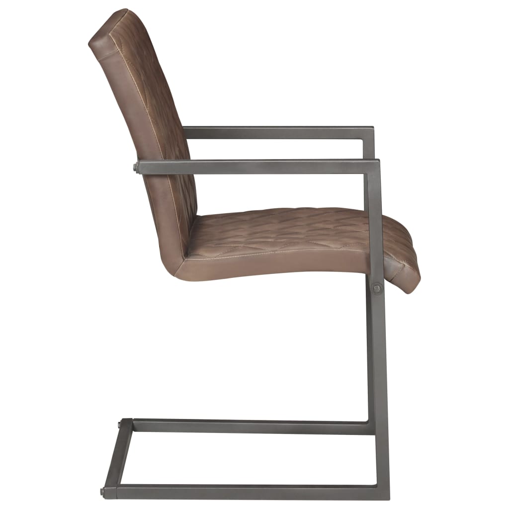 Cantilever chair 2 pcs. Brown genuine leather