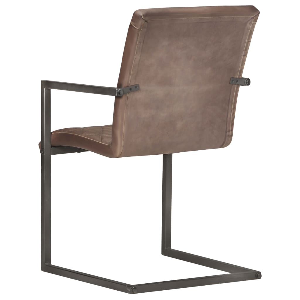 Cantilever chair 2 pcs. Brown genuine leather