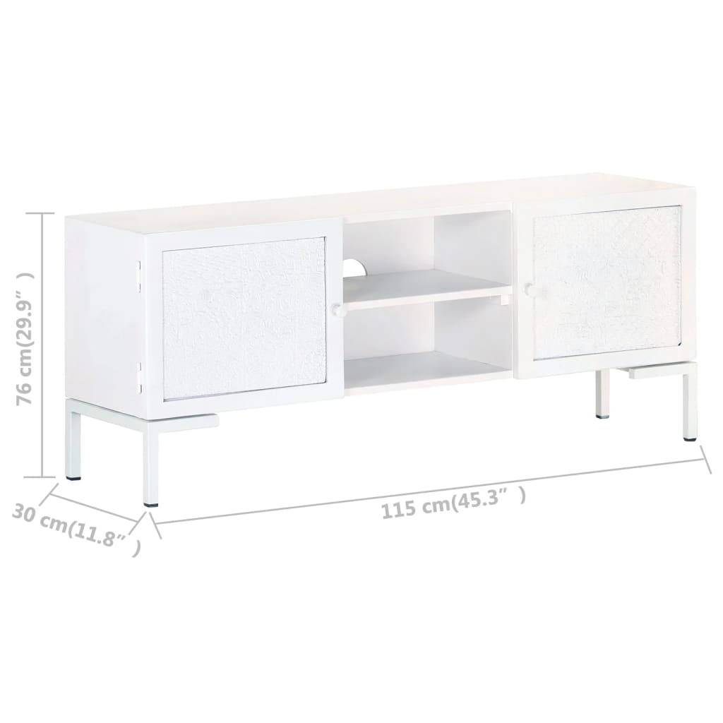 TV-Schrank Weiß 115x30x46 cm Massivholz Mango
