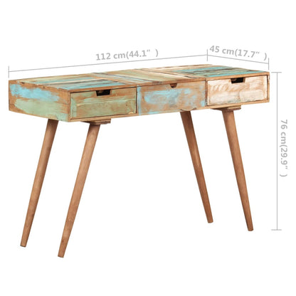 Dressing table with mirror 112x45x76 cm solid reclaimed wood