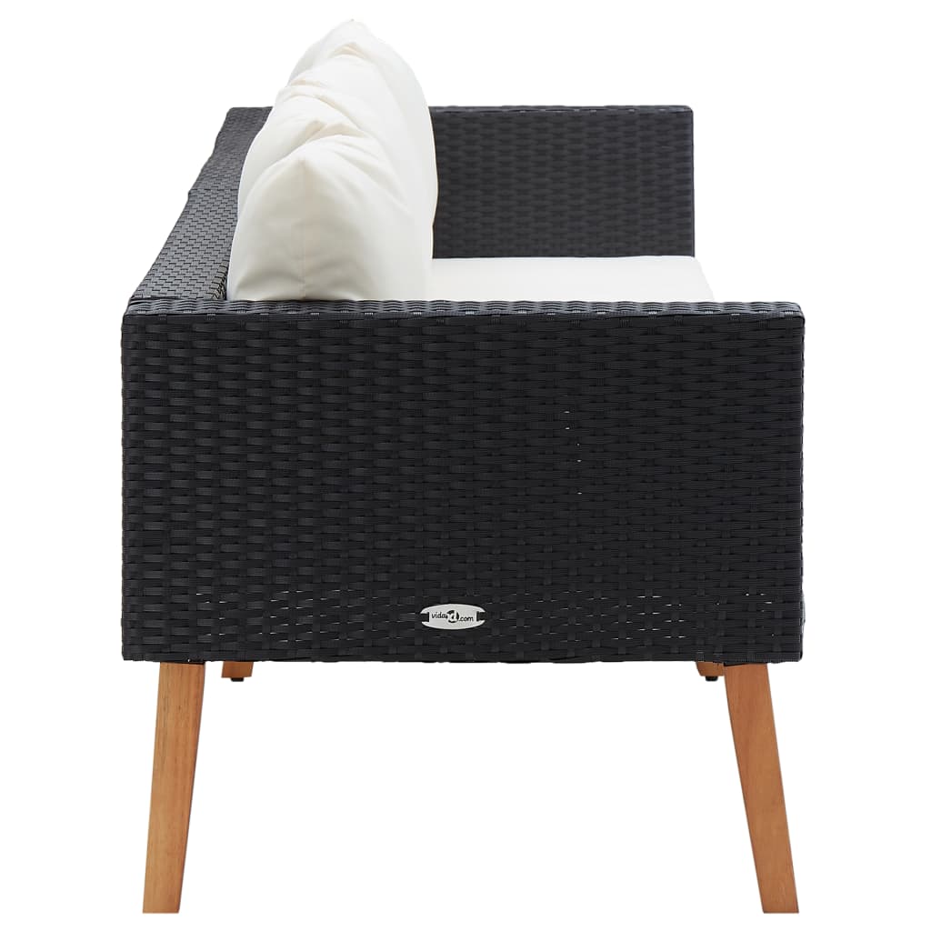 Vrtna trosjed sa jastucima od poliratana crna