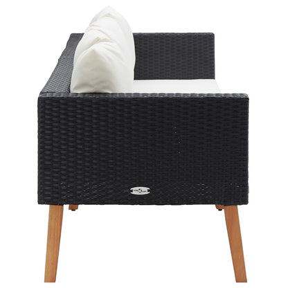 Vrtna trosjed sa jastucima od poliratana crna