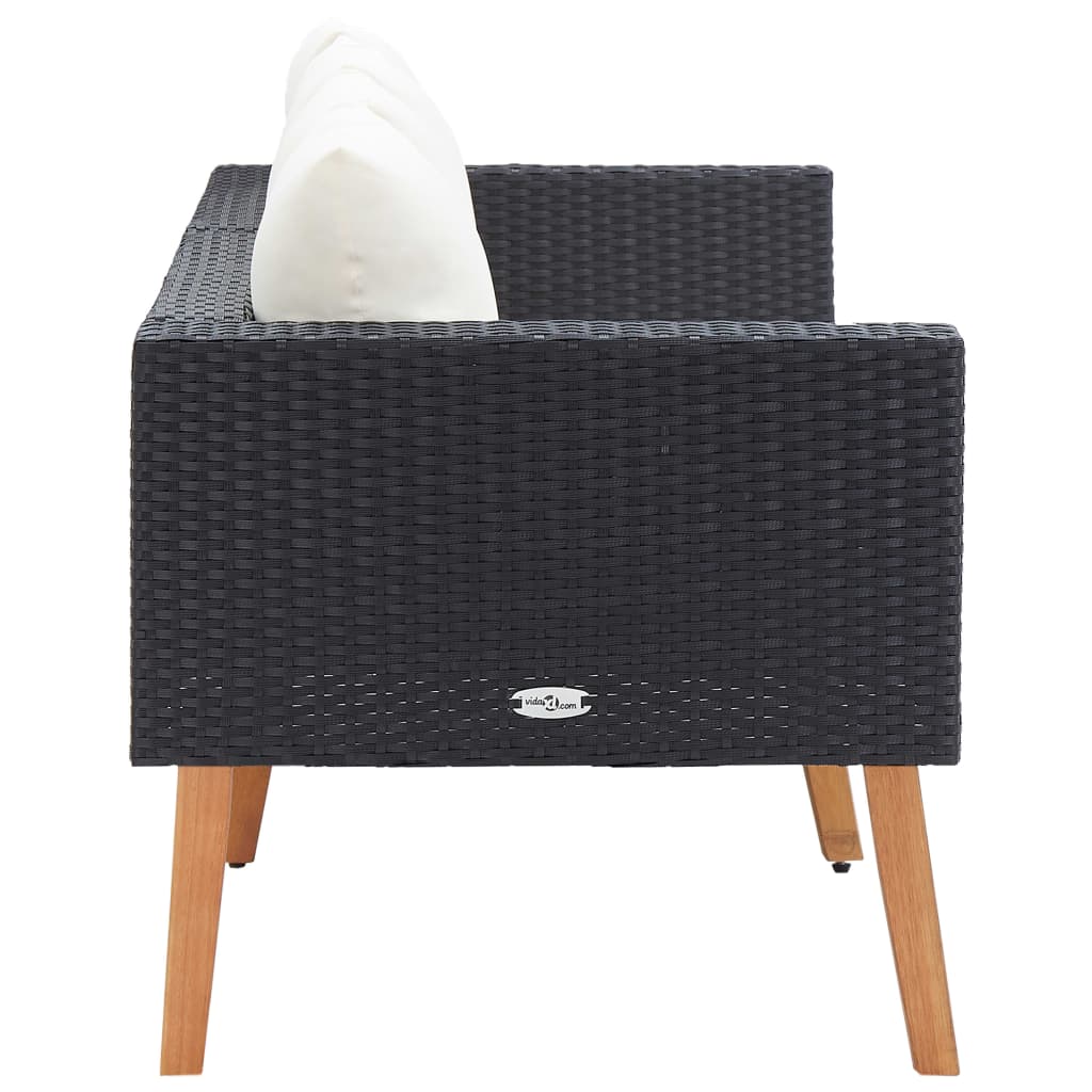 Vrtna garnitura 2-sjed s jastucima od poliratana crna