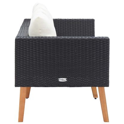 Vrtna garnitura 2-sjed s jastucima od poliratana crna