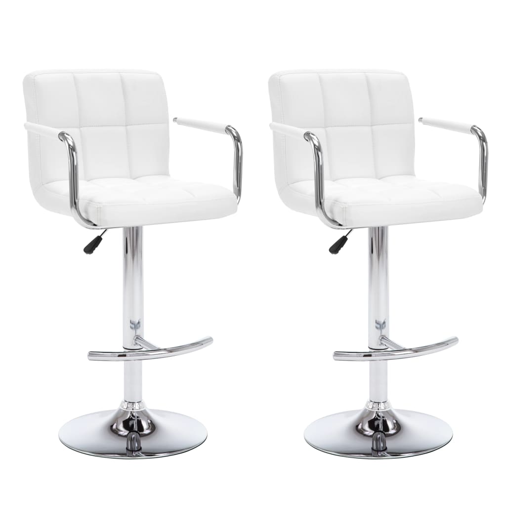 Bar stools 2 pcs. White faux leather