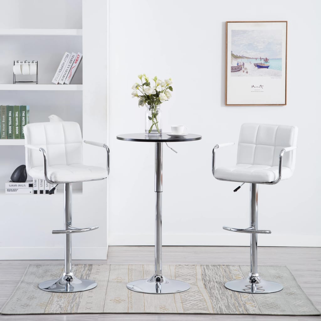 Bar stools 2 pcs. White faux leather
