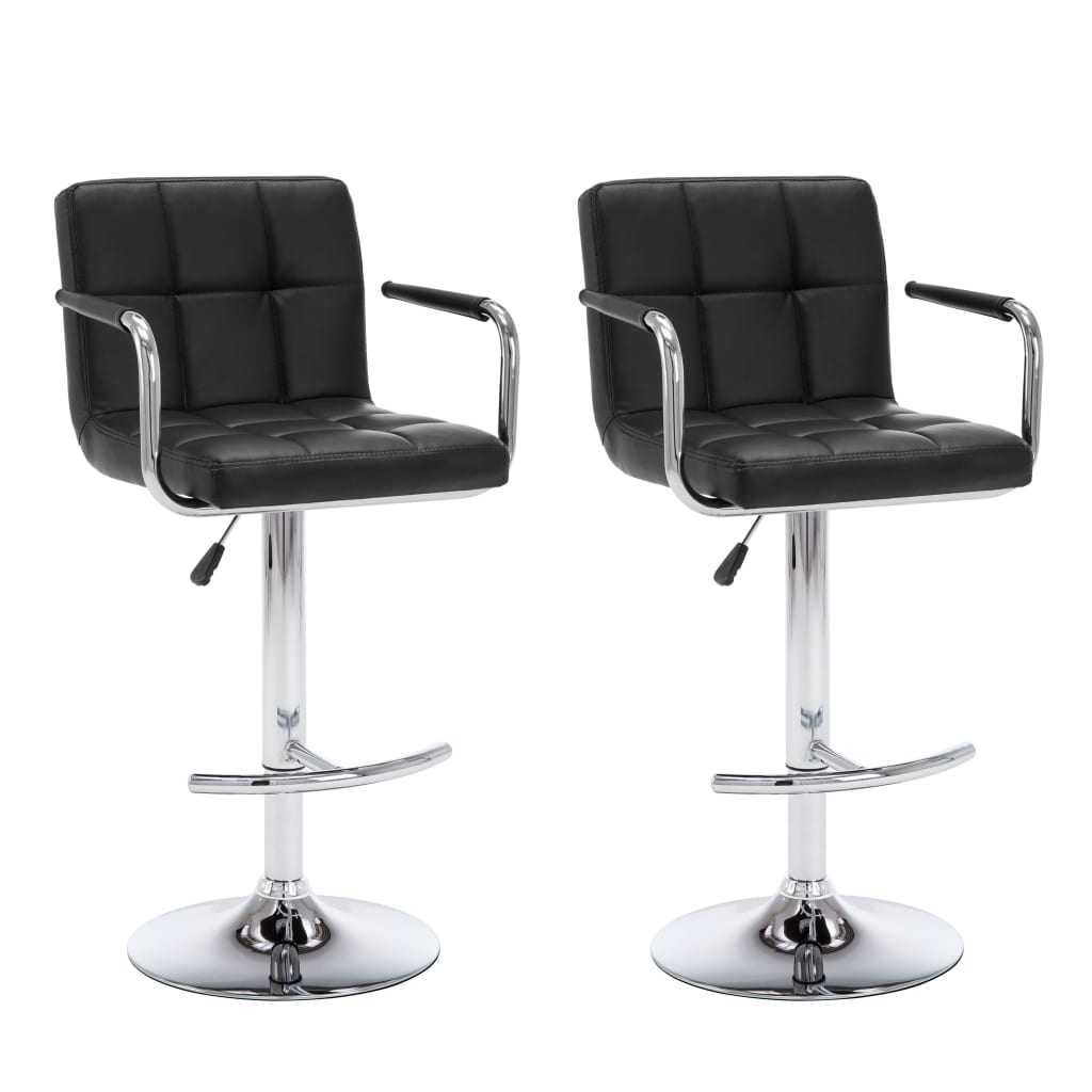 Bar stools 2 pcs. Black faux leather