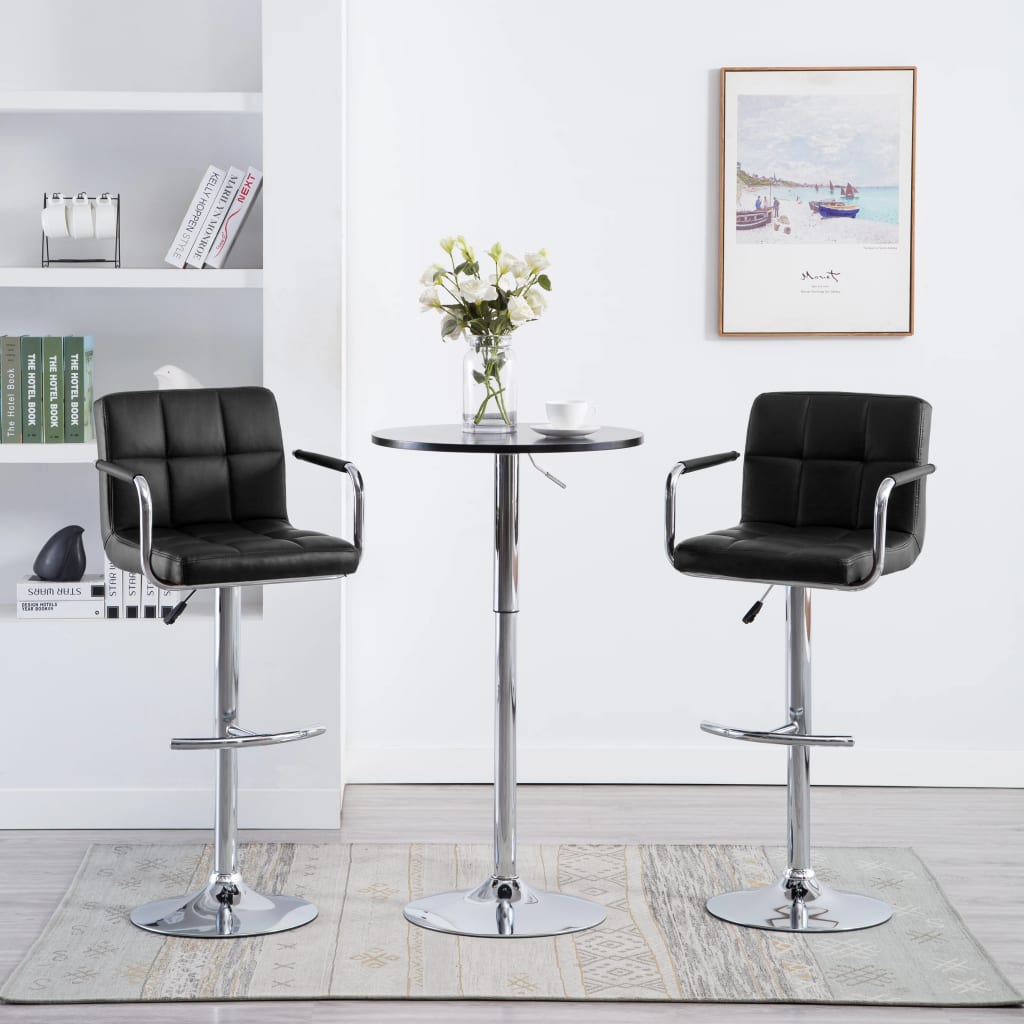 Bar stools 2 pcs. Black faux leather