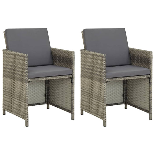 Garden chairs 2 pcs. with cushions poly rattan grey